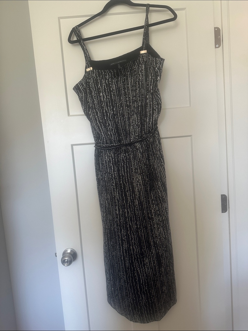 White House Black Market Black and White Striped Midi Dress